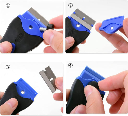 2PACK Razor Blade Scraper Tool with 30Pcs Stainless Steel Blades for Glass Stovetops Cooktop Ceramic Metal Tape Paint Glue Stickers Removal Tool W...