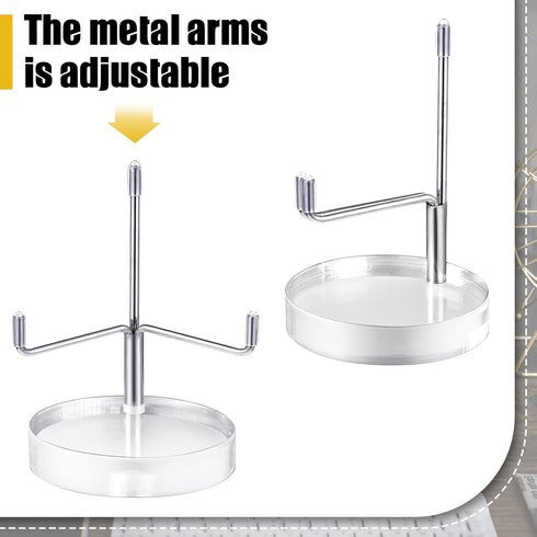 4 Pcs Adjustable Metal Arms Display Stand Easel with Round Acrylic Base Decorative Display Easel Holder Acrylic Easel Crystal Display Stand for Ge...