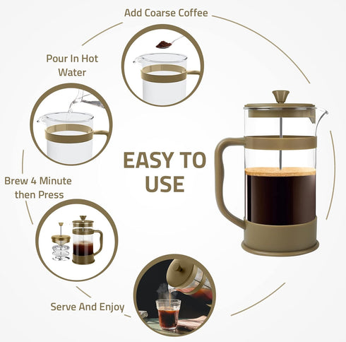 Utopia Kitchen 12 Ounce 0.35 Liter French Press Coffee Maker, Tea Maker, Travel Coffee Presses, Heat Resistant Thickened Borosilicate Coffee Pot f...