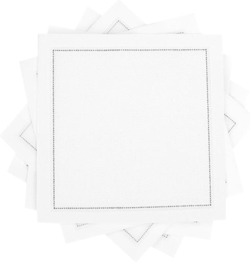 White Cotton Cocktail Napkins - 100% Cotton - 50 x pack - 4.5” x 4.5” - Hotel Quality, Soft & Absorbent, Ideal for Home, Party & Special Events, B...