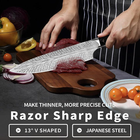 Chef Knife 8-Inch Kitchen Knife - Professional Sharp High Carbon Stainless Steel Japanese Knife, Cooking Knives with Ergonomic Handle for Man and ...