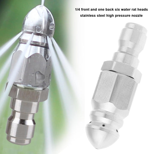 1pcs 1/4" Quick Connect Hose Nozzle Sewer Jetter Nozzle Kit Drain Cleaning Jet Stainless Steel Pressure Washer Sewer Jetter Hose Nozzle, 5000 PSI...