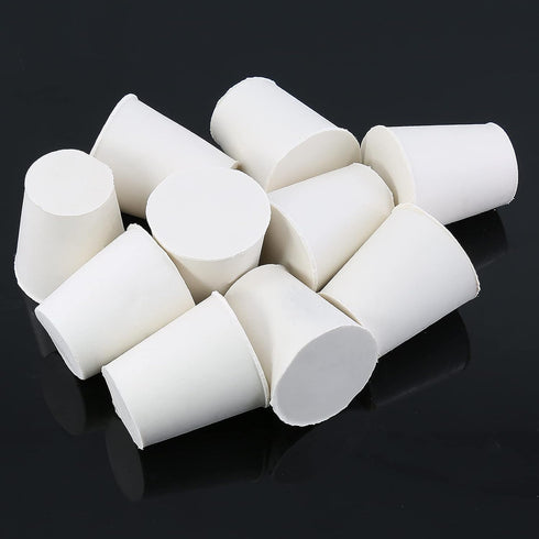 10 Pcs 4# White Solid Rubber Stoppers Tapered Lab Plugs, Dia. 26mm x Dia. 19mm - Height 28mm...