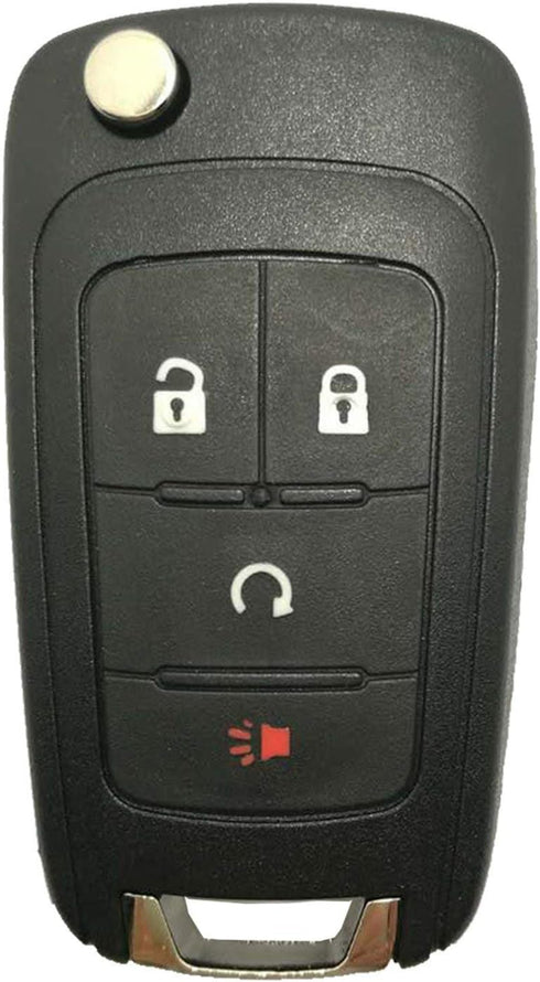 Key Fob Case Shell Fit for GMC Chevrolet Chevy Equinox Sonic Trax Terrain 4 Buttons Replacement Flip Folding Smart Car Key Fob Cover with Uncut Bl...