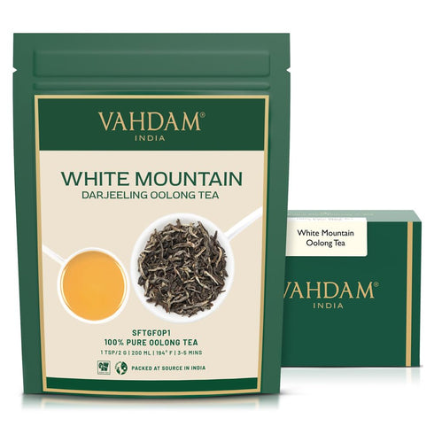 VAHDAM White Mountain Oolong Tea Loose Leaf (25 Cups/1.76oz) Pure Oolong Tea Leaves | High Elevation Grown | Vacuum Sealed | Brew Hot, Iced, Kombu...