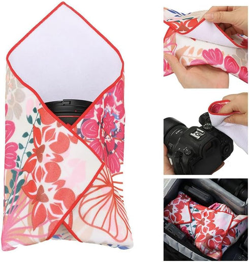 Protective Camera Lens Wrap, Magic Self-Adhesive Cloth Protective Wrapper, Washable Cleaning & Storage Cloth for DSLR/Camera Lens/Phones/Tablets/A...