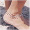 Boho Layered Rhinestone Ankle Bracelet Silver Dangle Crystal Anklet Bracelets Cz Tassel Anklets Glitter Tennis Foot Chain Jewelry for Women and Gi...