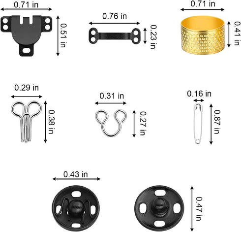 112 Pairs Sewing Hooks and Eyes Closure Set 3 Styles Sewing Skirt Hooks, Sew-on Snaps, Hook and Eye Latches for Trousers Skirt Dress Bra Sewing DI...