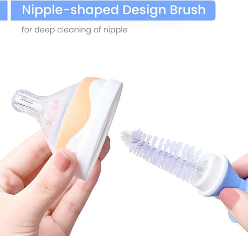 4-in-1 Baby Bottle Brush Set, Bottle Brush for Baby, Bottle Cleaner Brush Set, Including Nylon Bottle Brush, Bottle Cap Brush, Straw Brush, Nipple...
