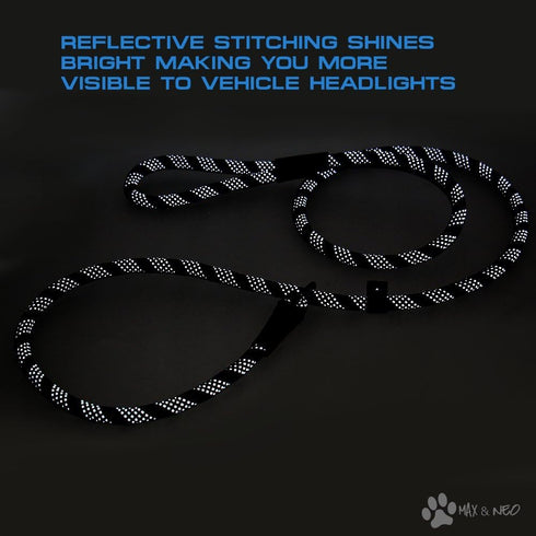 Max and Neo Rope Slip Lead Reflective 5 Foot - We Donate a Leash to a Dog Rescue for Every Leash Sold (Black, 5FT X 1/2")...