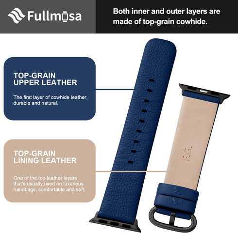 Fullmosa Leather Bands Compatible with Apple Watch Band 49mm 46mm 45mm 44mm 42mm for Men Women,Genuine Leather Strap for iWatch Ultra 2/Ultra/10/9...