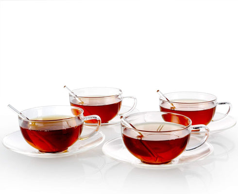 Teabloom Glass Stirring Spoons – Set of 4 Crystal Clear Petite Teaspoons (5.3 inches) – Coffee or Tea Glass Stirrers – Heat-Resistant and Toxin-Fr...