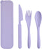 Reusable Travel Utensils with Case, Wheat Straw Portable Plastic Fork Spoons Knife Tableware, Eco-Friendly BPA Free Camping Cutlery for Lunch Box ...