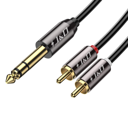 J&D 1/4 inch TRS to Dual RCA Audio Cable, Gold Plated Copper Shell Heavy Duty 6.35mm 1/4 inch Male TRS to 2 RCA Male Stereo Audio Y Splitter Cable...
