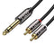 J&D 1/4 inch TRS to Dual RCA Audio Cable, Gold Plated Copper Shell Heavy Duty 6.35mm 1/4 inch Male TRS to 2 RCA Male Stereo Audio Y Splitter Cable...