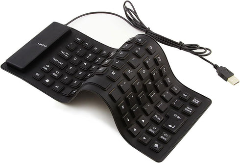Foldable Silicone Wired Silent Keyboard, 85-Key Portable Soft Rubber Lightweight Waterproof USB Rollup Keyboard with 4.53ft for Laptop PC Computer...