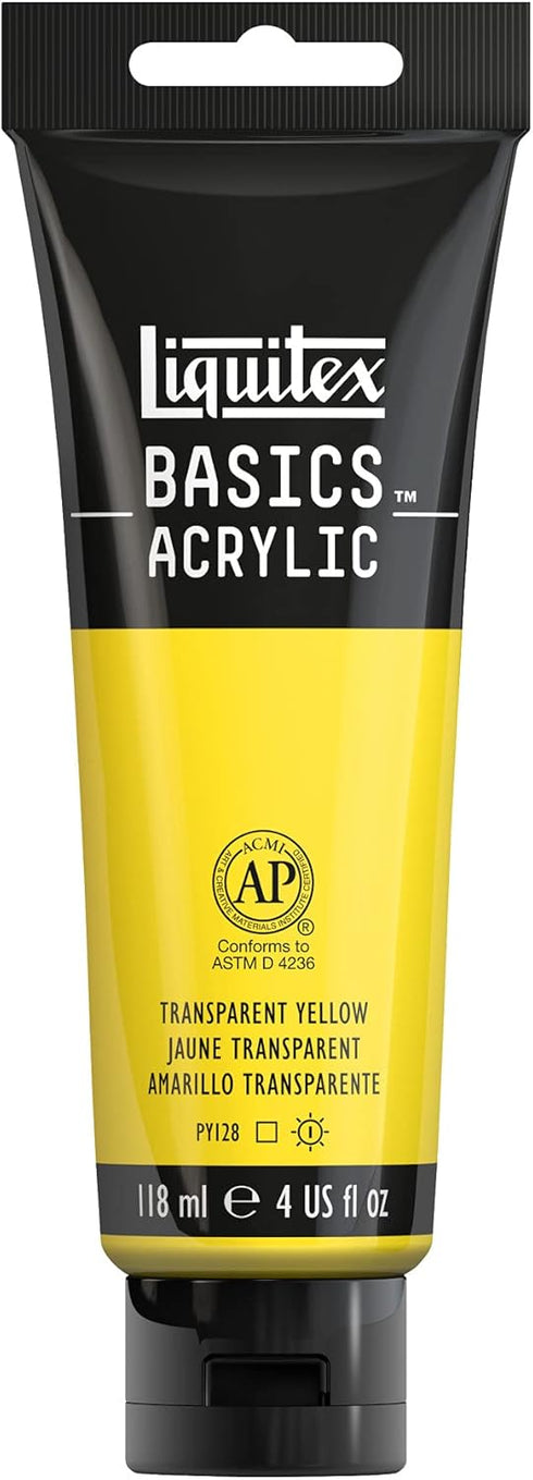 Liquitex BASICS Acrylic Paint, 118ml (4-oz) Tube, Transparent Yellow...