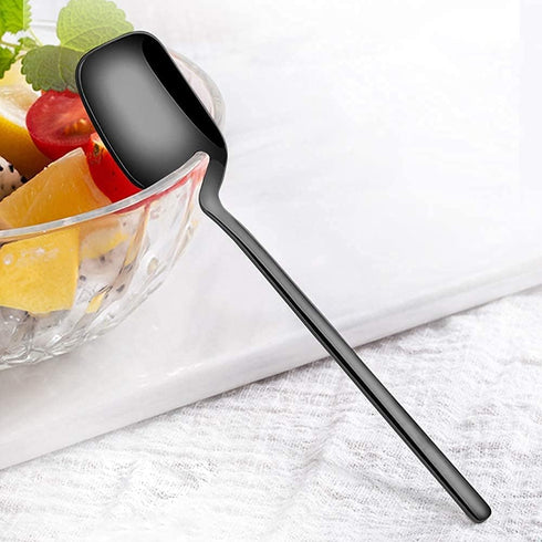 IQCWOOD Coffee Tea Spoons, 5.6 Inches Stainless Steel Small Espresso Spoons for Dessert, Ice Cream, Sugar, Tea, Set of 6 (Black)...