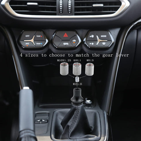 Gear Knobs Boot Retainer Shift Stick Connector M12 X 1.25 with 3 Pcs Thread Adapter M8X 1.25, M10X 1.5, M10X 1.25 (Black)...