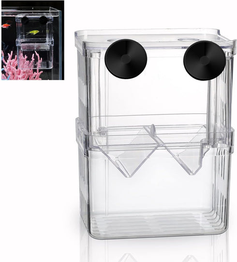 Boxtech Aquarium Fish Tank Hatchery Incubator Breeding Box, Acrylic White Breeder Isolation Divider Hatching Boxes Accessory Small Baby Fishes Shr...