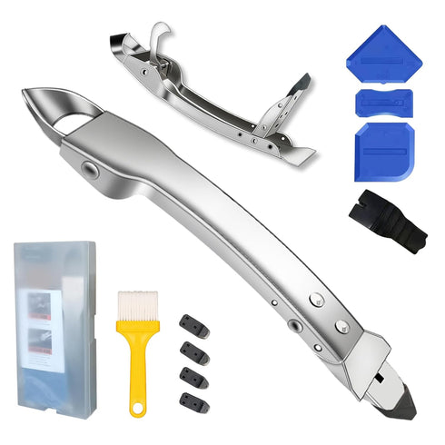 Silicone Caulking Tools Kit Stainless Steel Grout Removal Tool,4 in 1 Tile Caulk Remover Tool,Caulk Tool Sealant Scraper Finishing Tools for Kitch...
