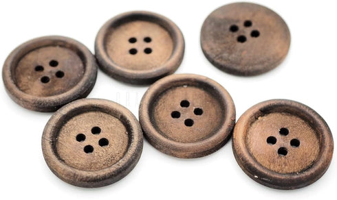 CRAFTMEMORE Wood Buttons 4 Holes Round Wooden Button for Garment Sewing DIY Crafts B08 (15mm, Dk.Brown 12pcs)...