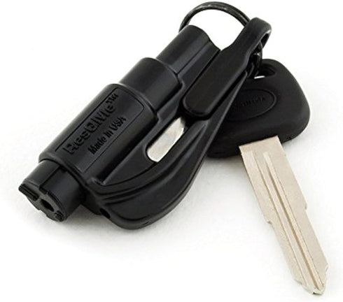 RESQME New Kit Seatbelt Cutter Emergency Survival Window Glass Breaker Keychain Tool Black...