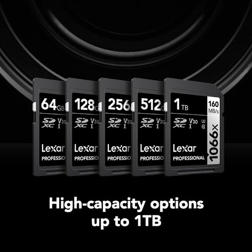 Lexar 64GB Professional 1066x SDXC Memory Card, UHS-I, C10, U3, V30, Full-HD & 4K Video, Up To 160MB/s Read, for DSLR and Mirrorless Cameras (LSD1...