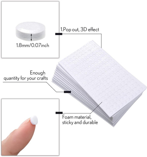 2400 Pieces Foam Dots Dual-Adhesive 3D Foam Tapes Foam Pop Dots Adhesive Mount for Craft DIY Art or Office Supplies, 12 Sheets, Round (0.24 Inch)...