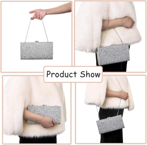 ELABEST Glitter Evening Clutch Bag Single Sided Diamond Bag Crossbody Purse Wedding Party Bag for Women...