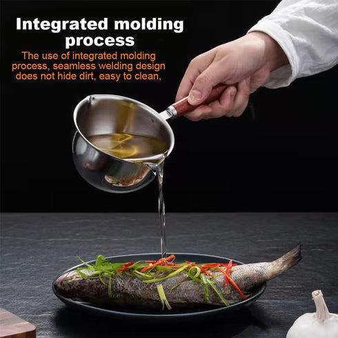 Butter Warmer Pot?Inside with clear scale Small Saucepan with Heat Resistand Wooden Handle and Dual Pour Spout Stainless Steel Small Milk Saucepan...