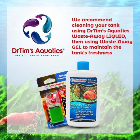DrTim’s Aquatics Freshwater Waste-Away Time Release Leave-in Gel–Natural Cleaner for Shrimp Aquariums - Solution for Dissolving & Cleaning Organic...