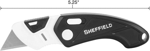 Sheffield 1282 Gadget Folding Lock Back Utility Knife, Compact Box Cutter with Lock Back Release and Quick-Change Mechanism, Heavy Duty Cardboard ...