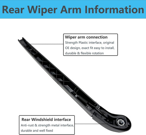 Rear Windshield Wiper Arm Blade Set Replacement for BMW X5 X5M E70 2007-2013, Factory OE Style Rear Window Wiper Arm Blade Set, Back Window Wiper ...