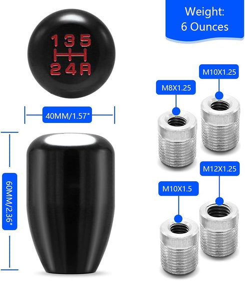 (Black) 5 Speed Manual Universal Automatic Gear Shifter Shift Knobs Level with 4 Adapters Fit Compatible with Manual Cars Most Automatic Cars...