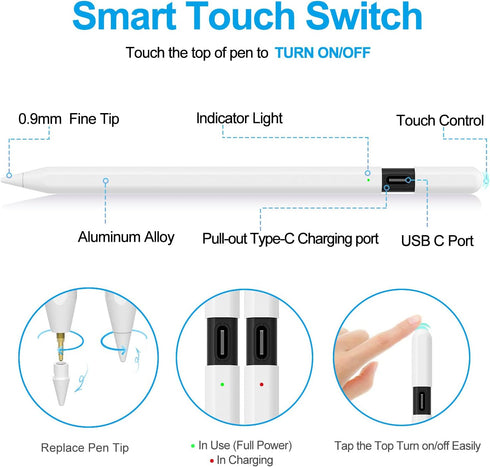 Stylus Pen for iPad,Apple Pencil?USB-C? for Apple iPad 10th Generation, Magnetic Tilt Sensitivity, Palm Rejection, iPad Pen Compatible with iPad A...
