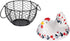 Chicken Design Ceramic Egg Storage Basket Iron Basket Holds 20-25 Eggs, Egg Holder, Organizer Case, Container Egg Basket Holder...