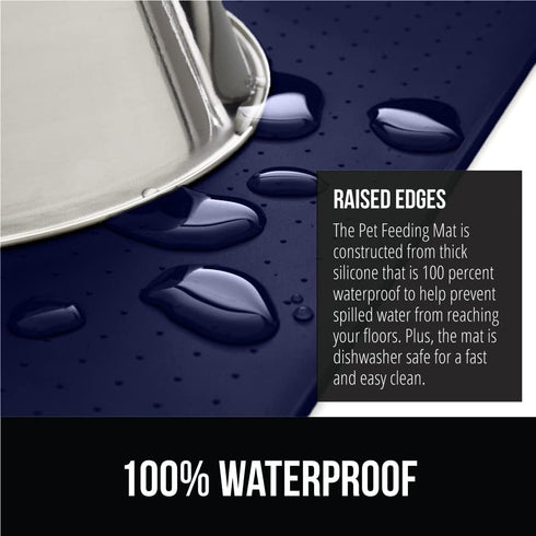 Gorilla Grip 100% Waterproof Raised Edge BPA Free Silicone Pet Feeding Mat, Dog Cat Food Mats Contain Spills Protects Floors, Placemats for Cats a...