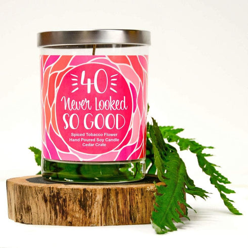 40 Never Looked So Good | Spice, Tobacco Flower, Sandalwood | Scented Soy Candles | 10 Oz. Jar Candle | Made in the USA | Decorative Aromatherapy ...