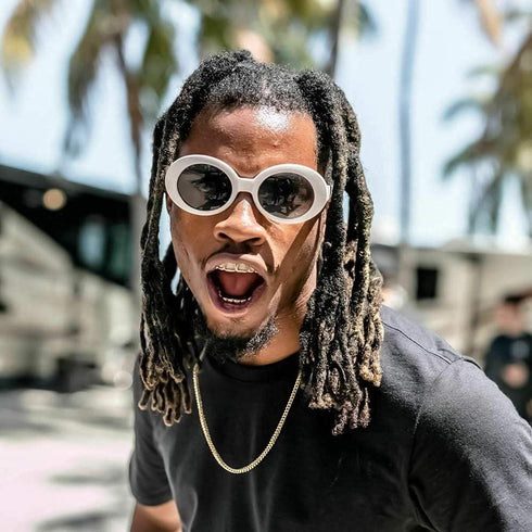 Clout Goggles HypeBeast Oval Sunglasses Mod Style Kurt Cobain (White)...