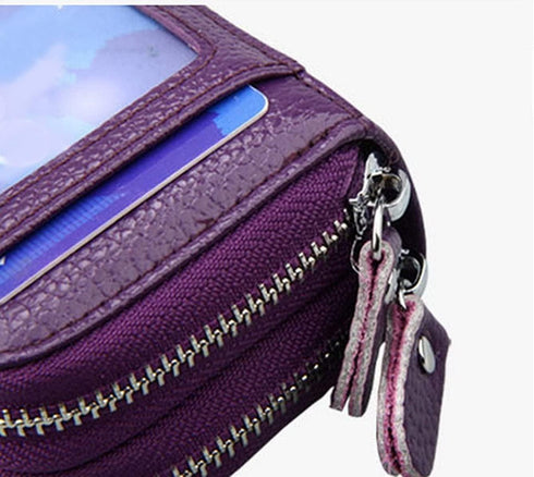 Women's RFID Blocking Leather Zipper Card Wallet Small Purse Credit Card Case Holder for Mother Day Gift (Purple)...