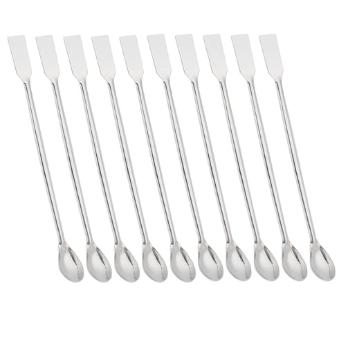 10 Pcs Stainless Steel Lab Spatula, 2 in 1 Lab Spoon Micro Scoop Laboratory Sampling Spoon, Mixing Spatula Combination Reagent Spoon Laboratory Su...