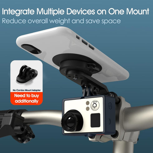 Quick-Release Mountain Bike Phone Mount, Out-Front Bicycle Phone Mount for Bike Mtb Road Bike Stem, Aluminum Bike Phone Holder with Adhesive Adapt...