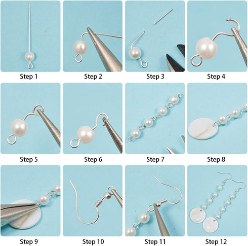 SUNNYCLUE 1 Box DIY 10 Pairs Natural White Sea Shell Drop Dangle Earrings Making Starter Kit Round Seashell Charm Pendants Earring Hook for Art Cr...