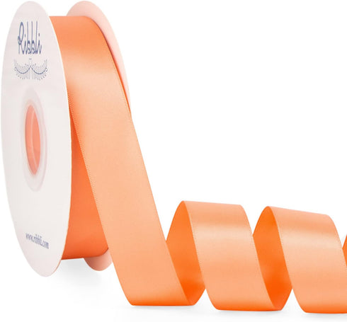 Ribbli Peach Satin Ribbon Double Faced Satin 1 inch x Continuous 50 Yards-Peach Ribbon for Gift Wrapping Crafts Wedding Decoration Bows Bouquet Fl...