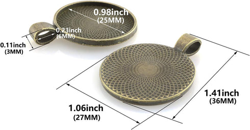Lind Kitchen 25pcs Round Bezel Pendant Trays Setting Cabochon Blank Base for DIY Crafting Photo Jewelry Findings Making Accessories 25mm...