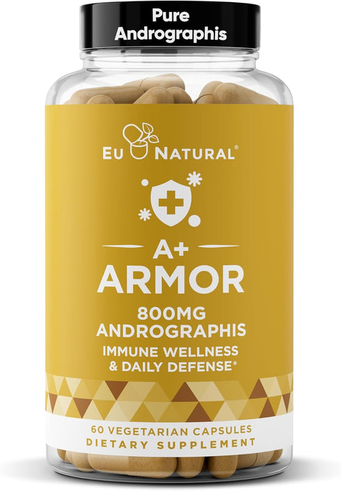 A+ Armor Andrographis Pure 800 Mg – Healthy Immune System Function, Physical Wellness, Potent Strength for Seasonal Protection – Full-Spectrum & S...