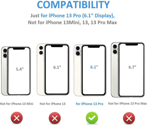 Compatible with iPhone 13 Pro Wallet Case with Card Holder, PU Leather Kickstand Card Slots Case, Double Magnetic Clasp Durable Shockproof Cover 6...