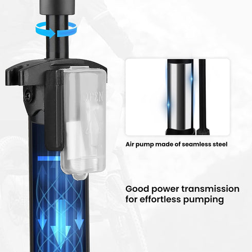 Hycline Portable Floor Bike Pump: Bicycle Tire Pump - 150/160 PSI High Pressure Air Pumps with Presta and Schrader Valve - Inflator for MTB BMX Ti...