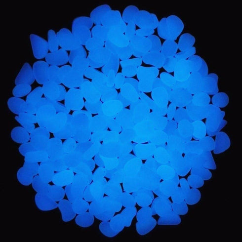 Oubest Fish Tank Rocks Glow Blue/Glow in The Dark Pebbles for Garden/Fish Tank/Aquarium/Plant Pots/Bonsai Walkway/Driveway 100pcs...